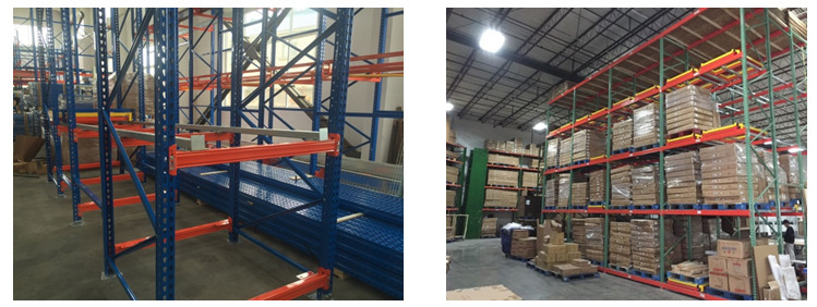 Estantería para paletas de empuje hacia atrás